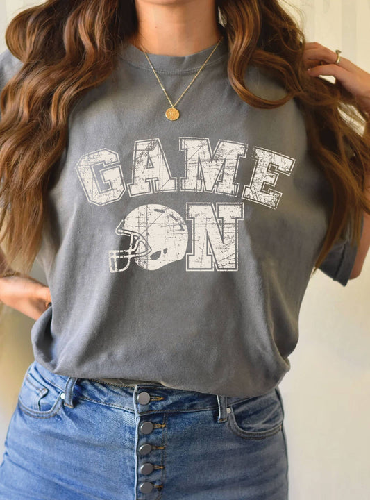 GAME ON FOOTBALL HELMET GRAPHIC TEE
