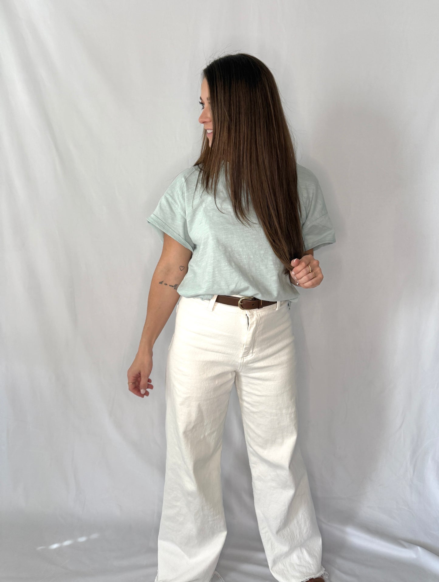 Wide Leg White Jeans