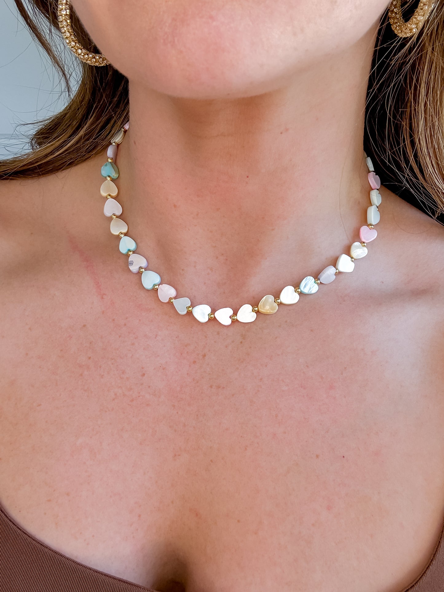 Multi Heart Stone Necklace