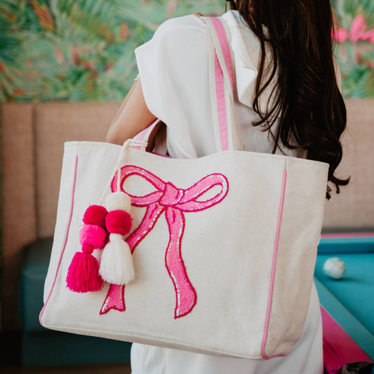 Coquette Bow Canvas Tote