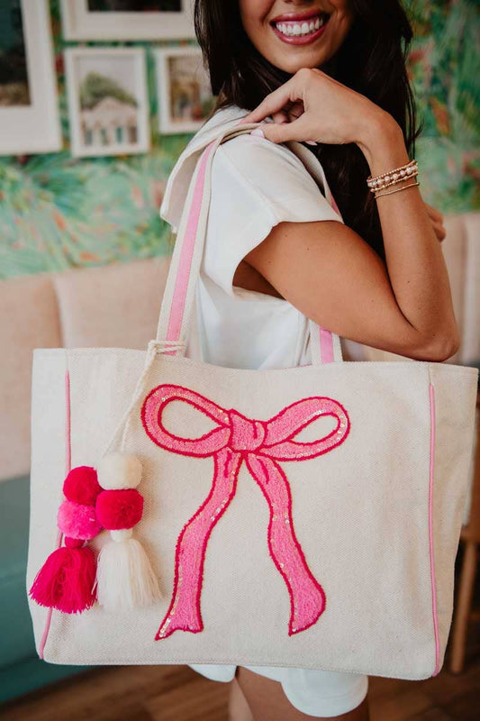 Coquette Bow Canvas Tote