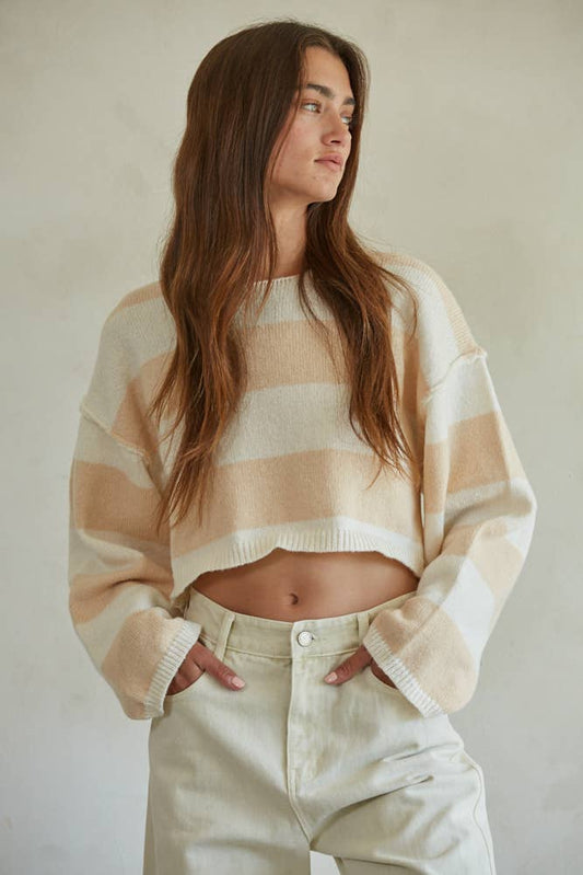 Hailey Knit Striped Crop Pullover