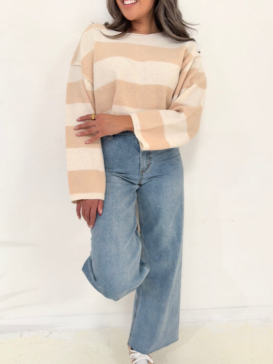 Hailey Knit Striped Crop Pullover