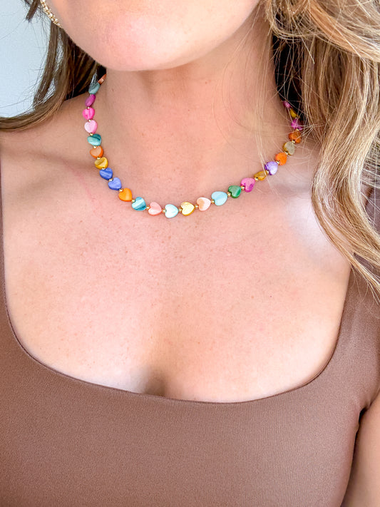 Multi Heart Stone Necklace