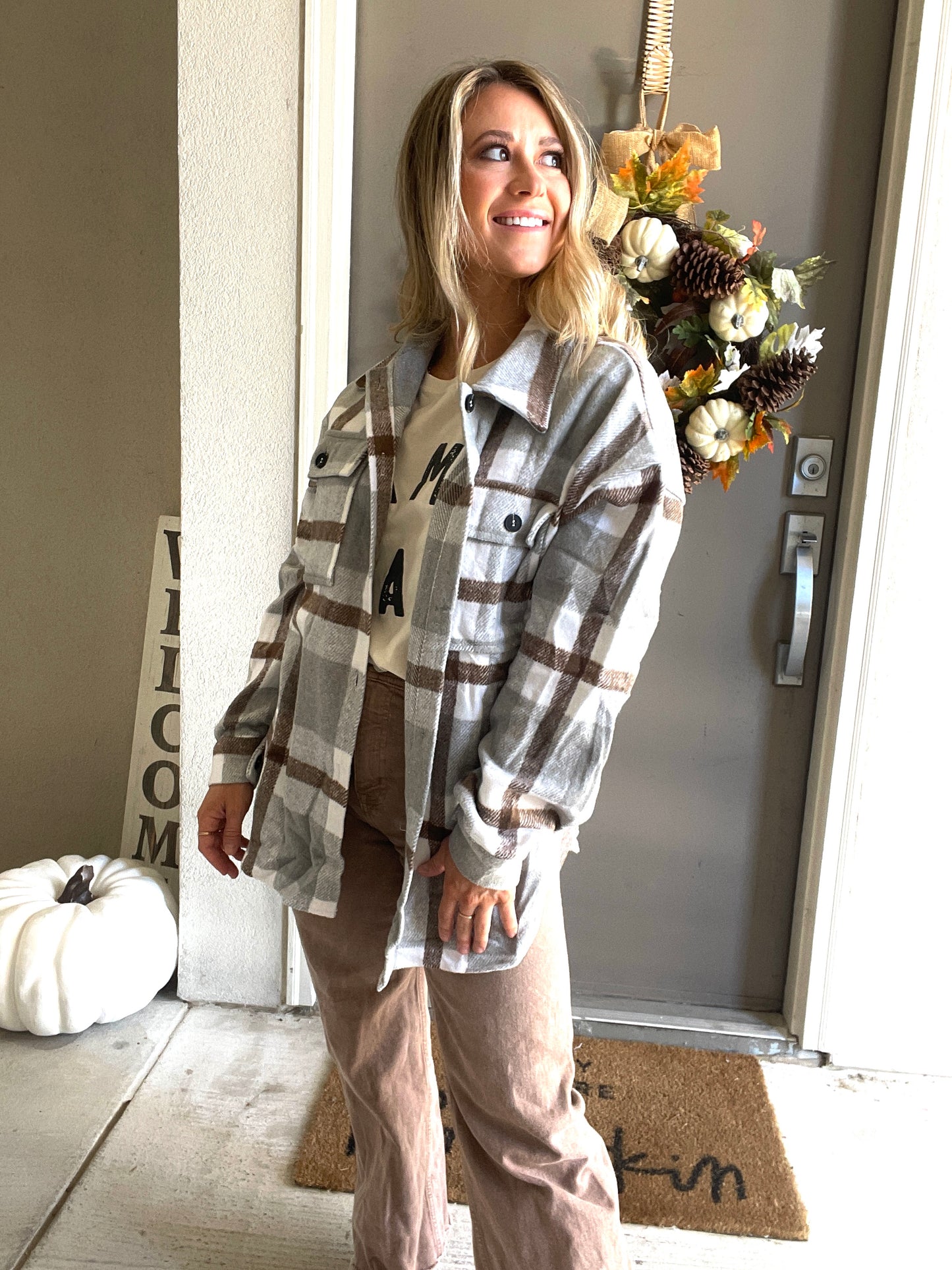 Plaid Button Down Shacket