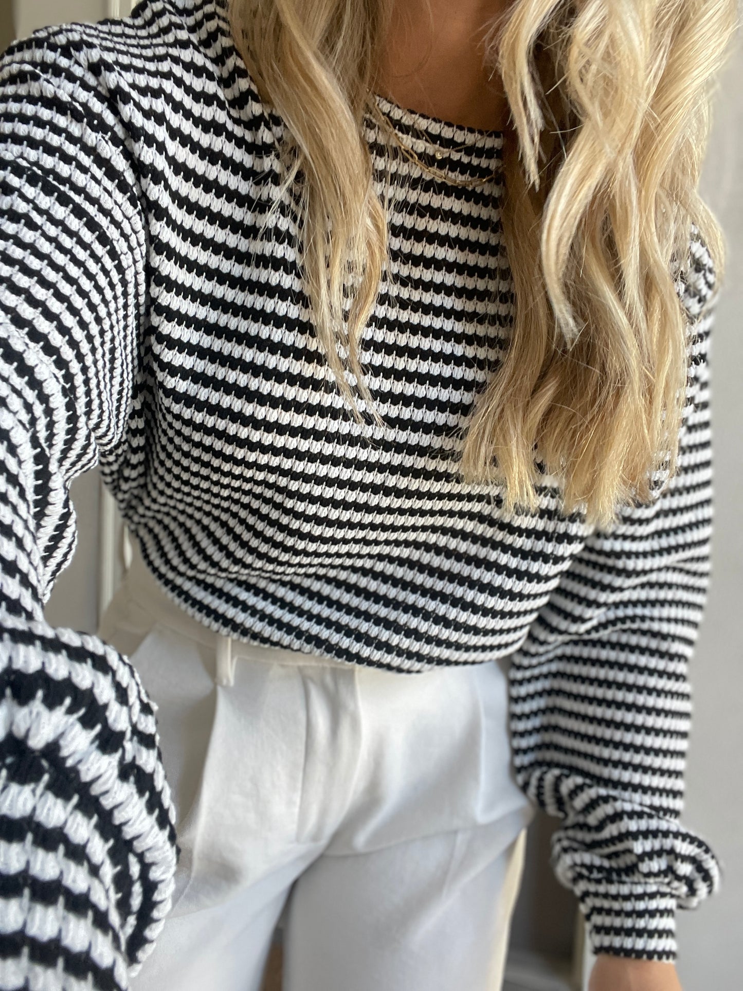 Stripe Round Neck Long Sleeve Top