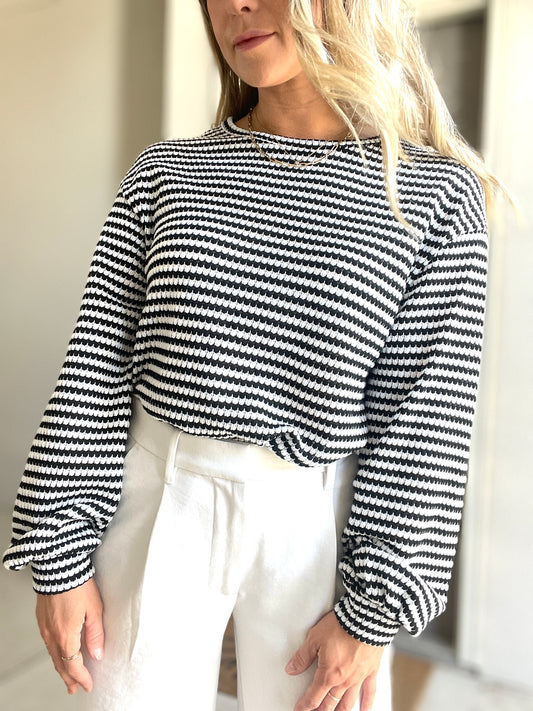 Stripe Round Neck Long Sleeve Top